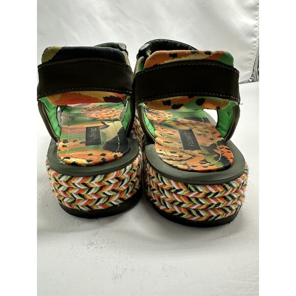 Farm Rio Sandals Women's Size 9 Green Toucans Flatform Raffia Green Multicolor - Picture 7 of 16